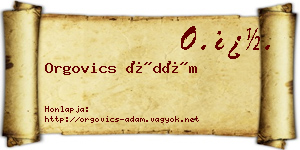 Orgovics Ádám névjegykártya